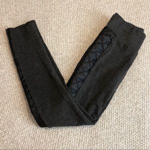 Faux Leather Panel Grey Leggings